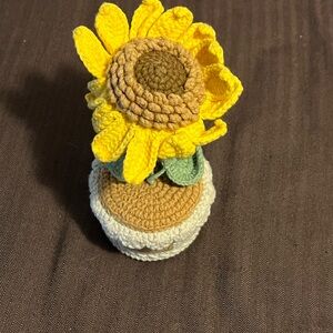 Handmade Crochet Sunflower In A Pot